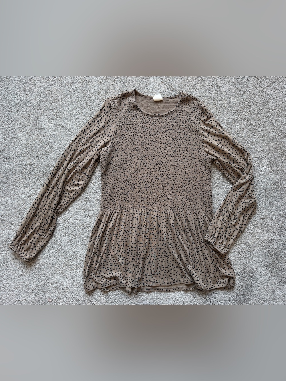 Women’s Matilda Jane Good Hart Smocked Cheetah Peplum Top- Size Large